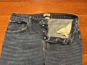 31x25 Gilded Age Jeans Dark Blue Wide Leg Button Fly Denim Pants
